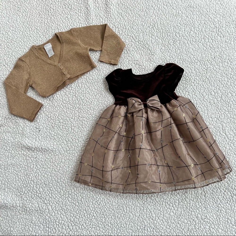 Little girls dressy dress and cardigan size 12 months